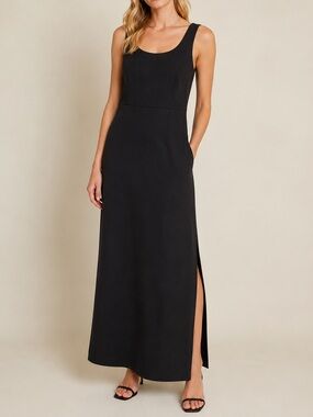 Vintage M Studio Black Maxi Dress Size 9 Made in Canada Minimalist Evening Dress
